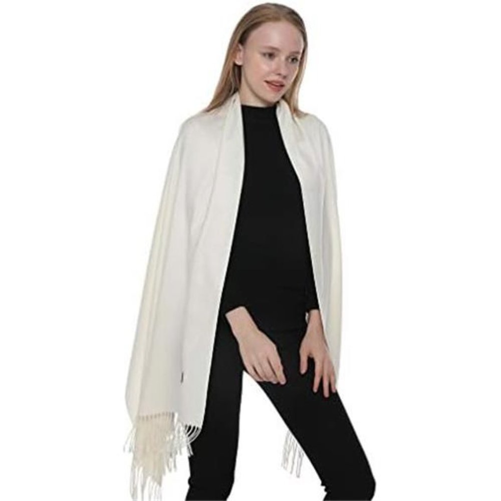 Pashmina Shawls Wraps  Lightweight Cream
